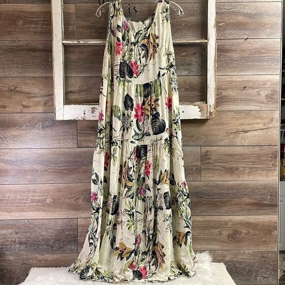 Women’s Floral Sleeveless Flowy Maxi Dress Size 4XL (Runs very small) Cream - Picture 1 of 8